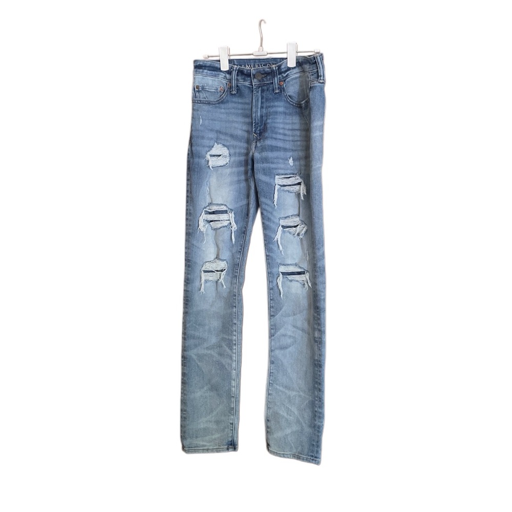 American Eagle Outfitters Light Blue Distressed Next Level Airflex Jeans